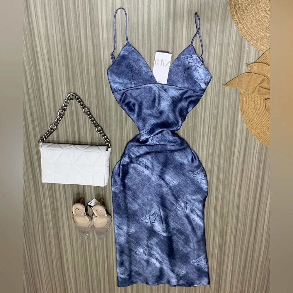 COPY - COPY - Dress Satinado Zara Bloggers Woman Size Small - Picture 3 of 5